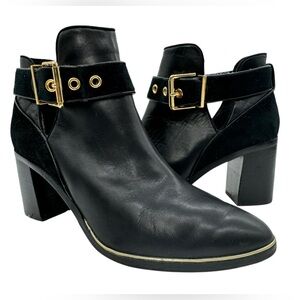 Ted Baker Nissie Block Heel Leather & Suede Ankle Boots Size 37.5 EU 7 U.S.